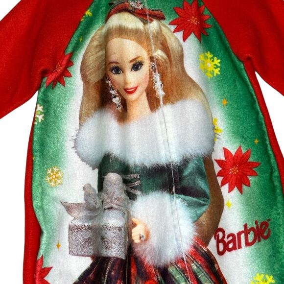 Barbie Toddler Girls VINTAGE 1993 Holiday Pajama Zip up Sleeper Size 2 New w Tag - Picture 3 of 9